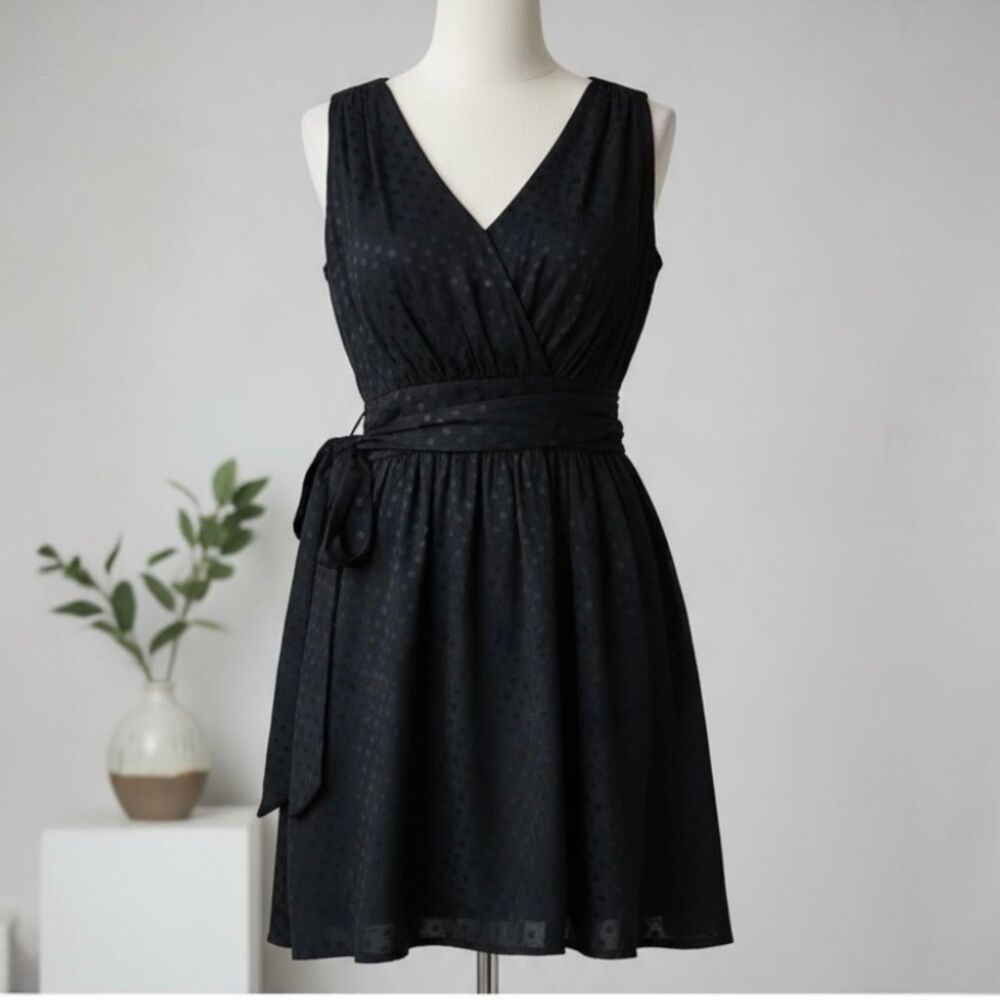 Jacob Elegant Black Polka Dot Dress 100% Silk 11/12